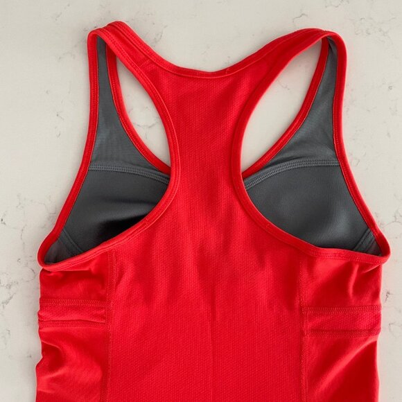 Nike Dri-Fit Activewear Racer Back Tank Top w Mesh Panels Shelf Bra Orange Sz XS - Picture 5 of 10